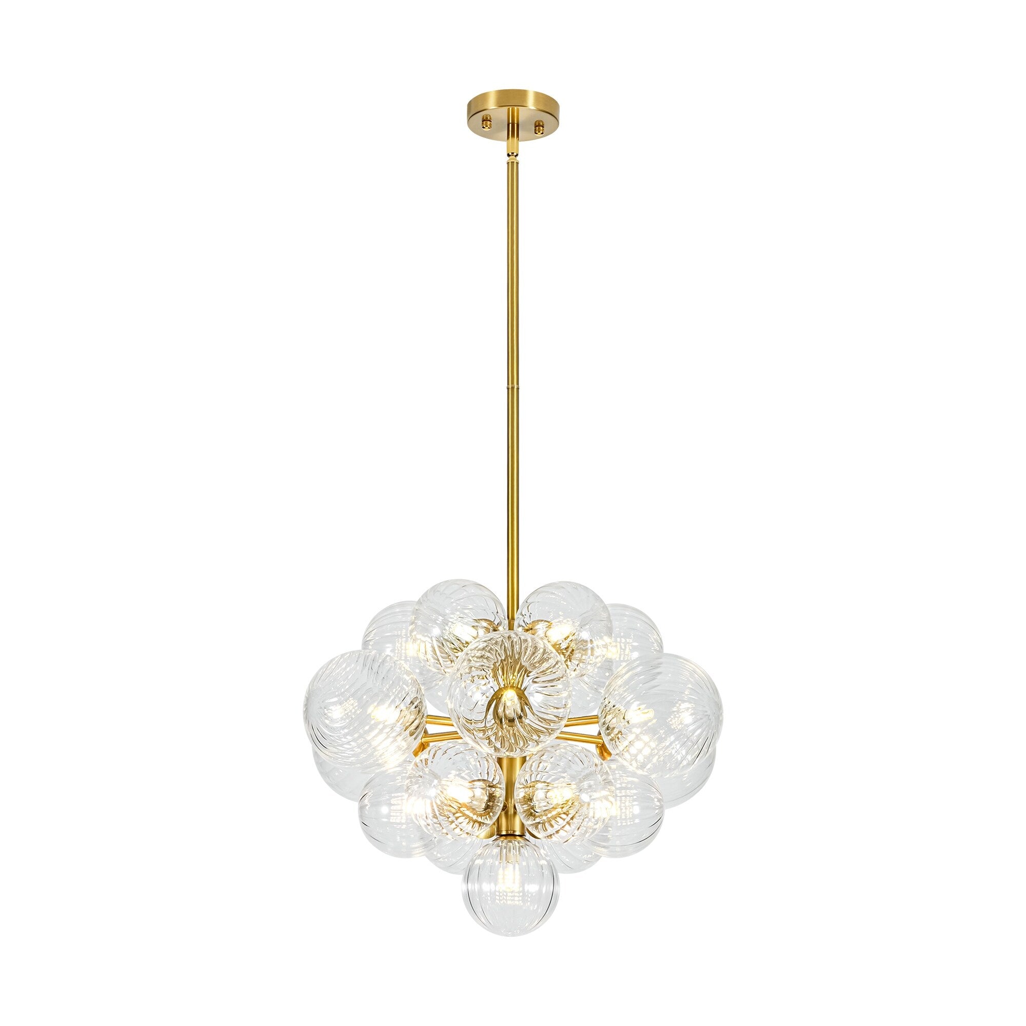 19 Light Brass Modern Glass Globe Bubble Chandelier Dining Room Light With Creative Grape Shape