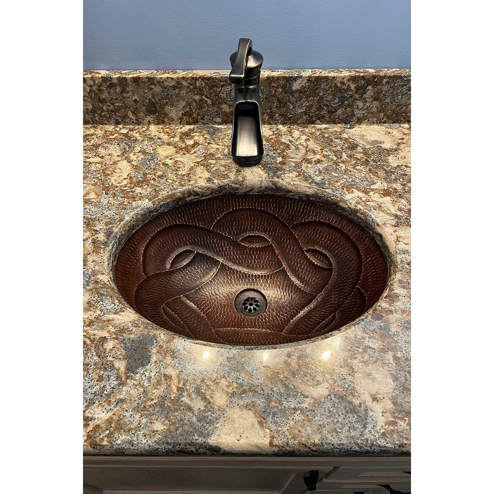 Premier Copper Products Oval Braid Under Counter Hammered Copper Sink
