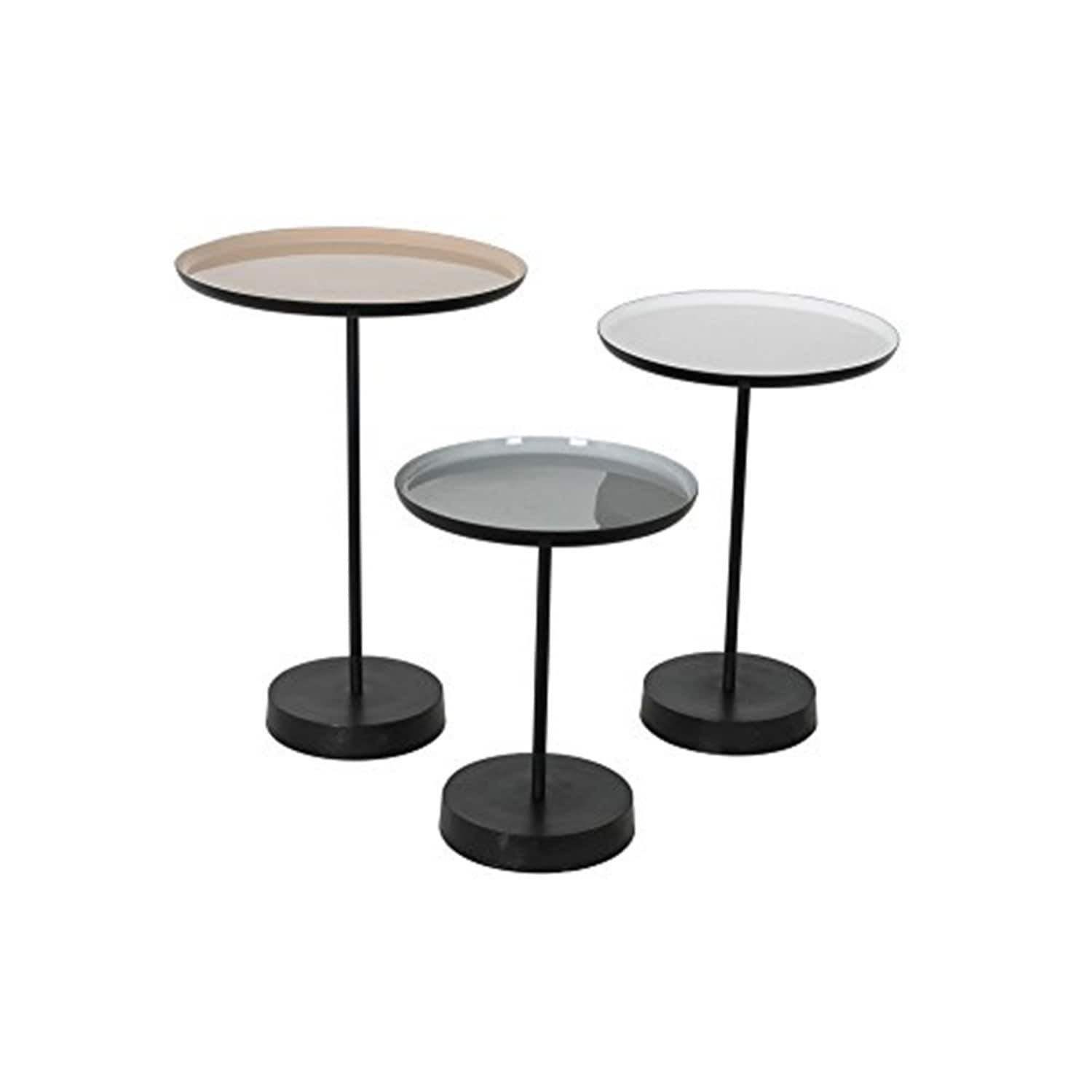 19 In. W Black Finish Round Shape Wood Frame End Table 8 X 11