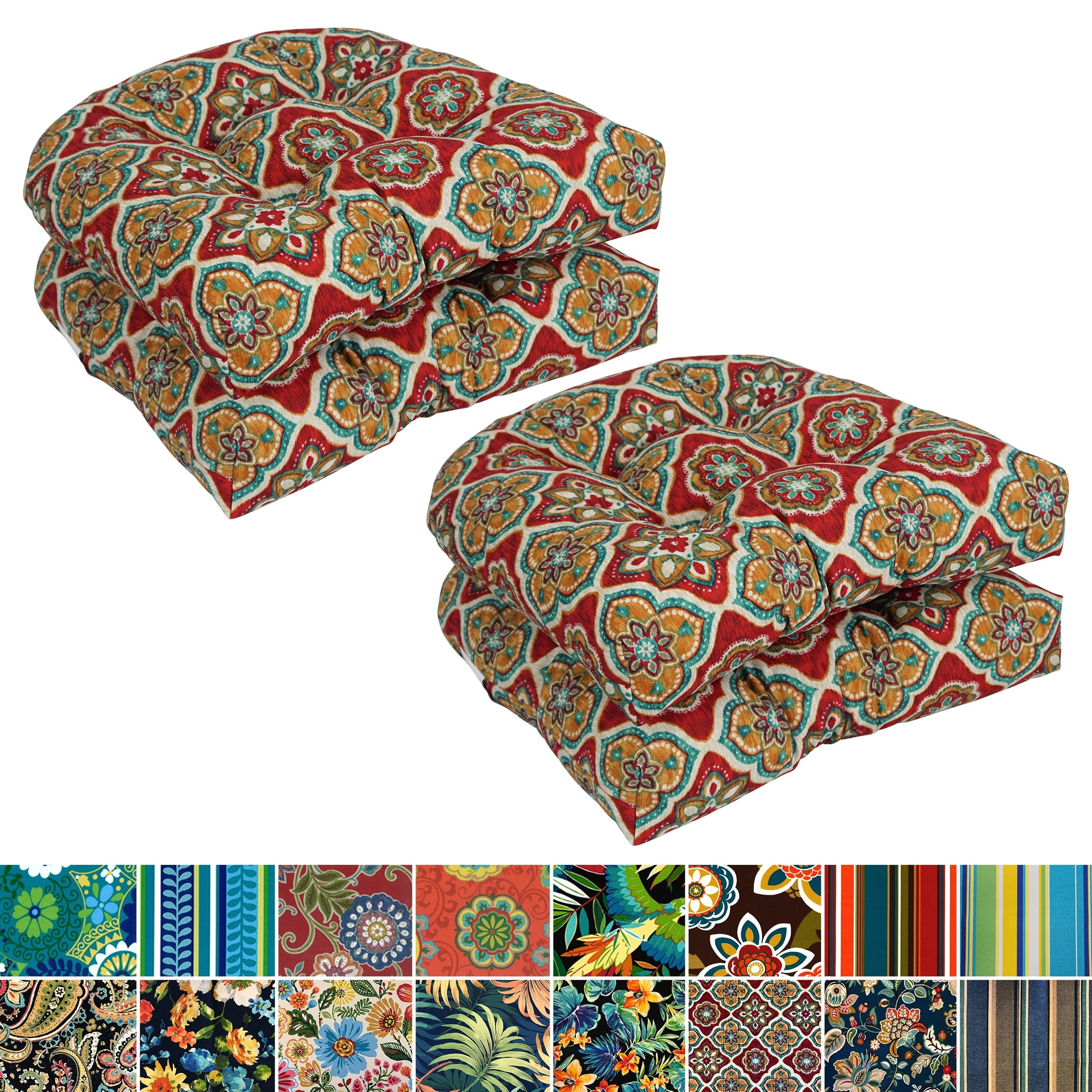 Blazing Needles 19 Inch U Shaped Outdoor Tufted Chair Cushions Set Of 4 19 X 19