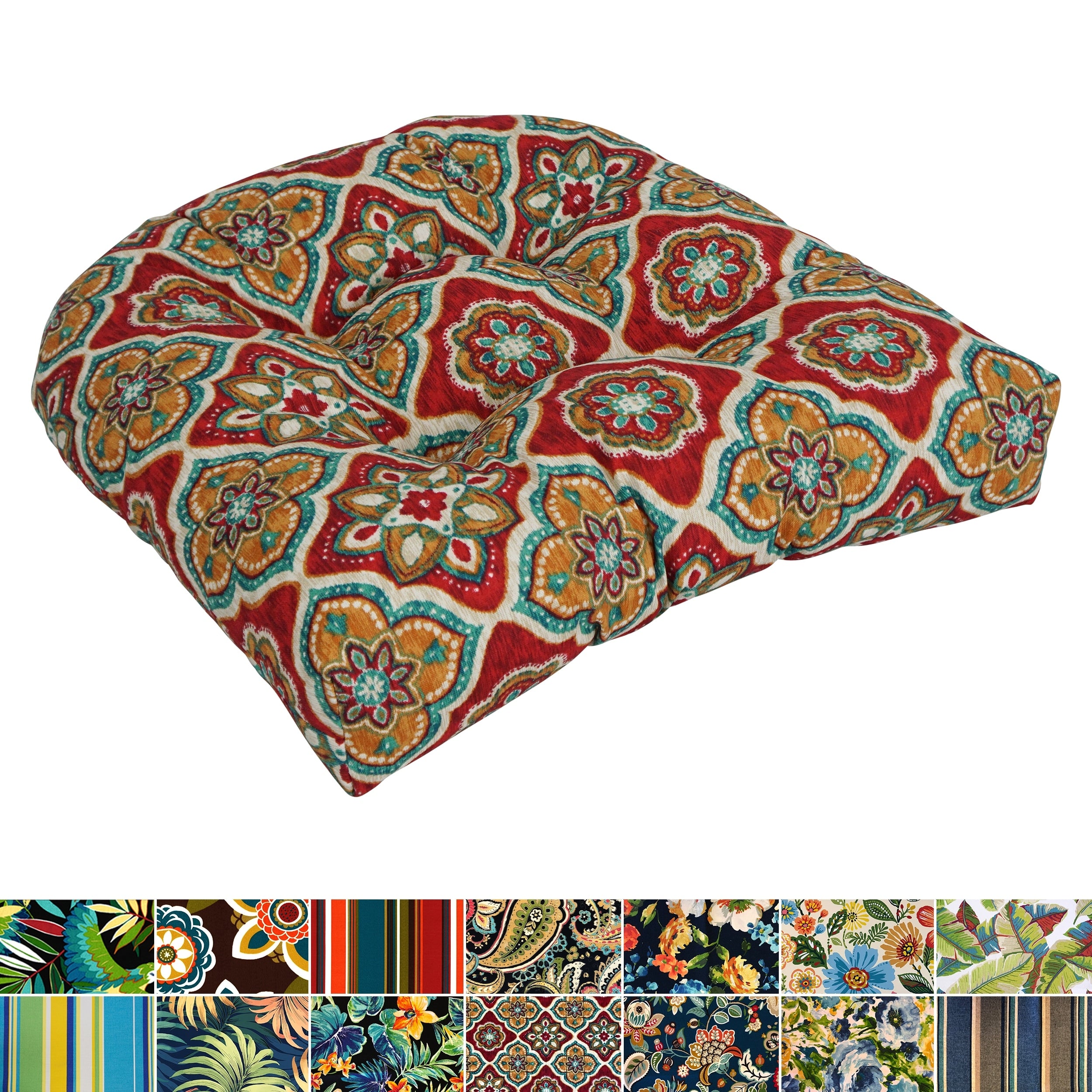 Blazing Needles 19 Inch U Shaped Tufted Outdoor Chair Cushion