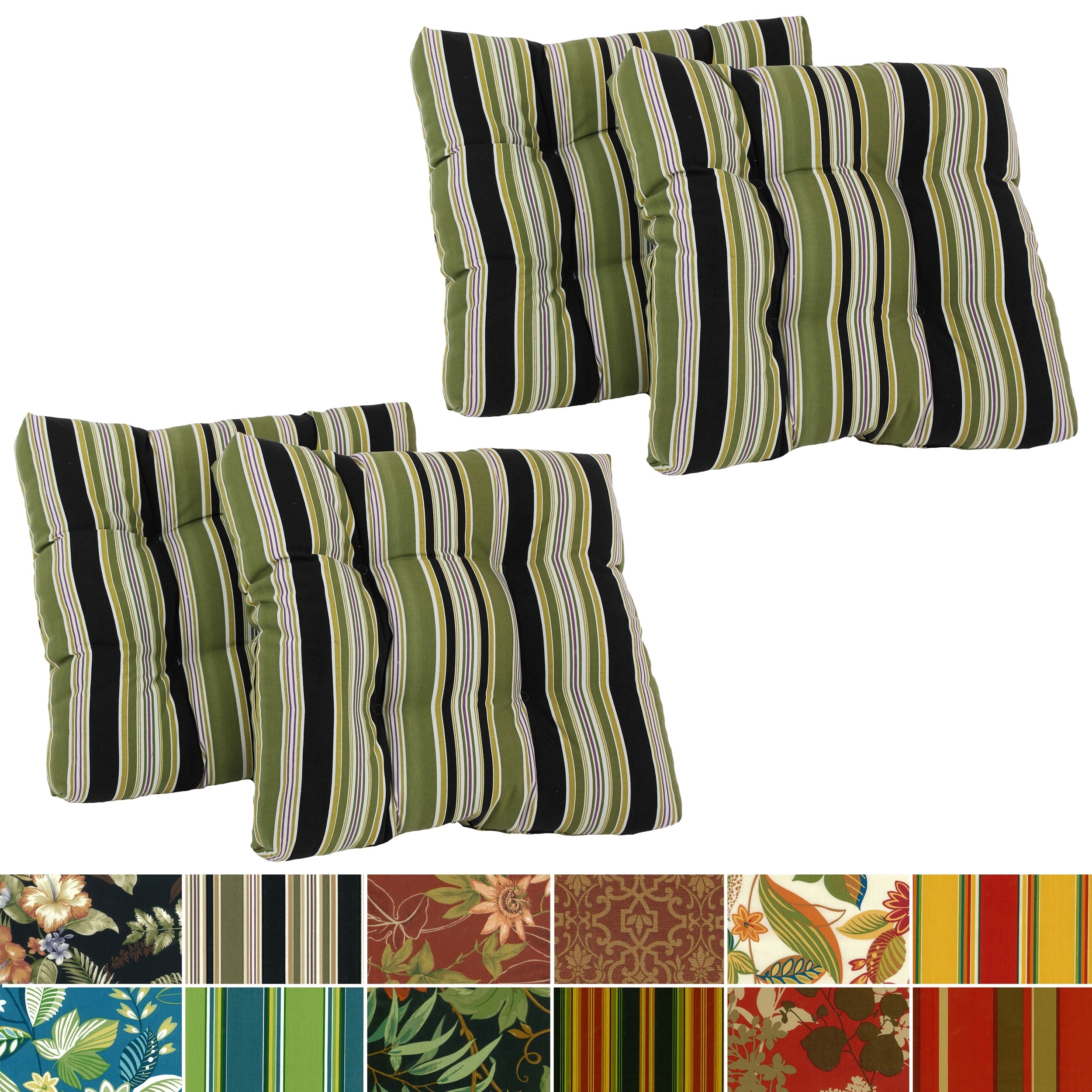 Blazing Needles Set Of 4 All Weather Uv Resistant Squared Outdoor Chair Cushions