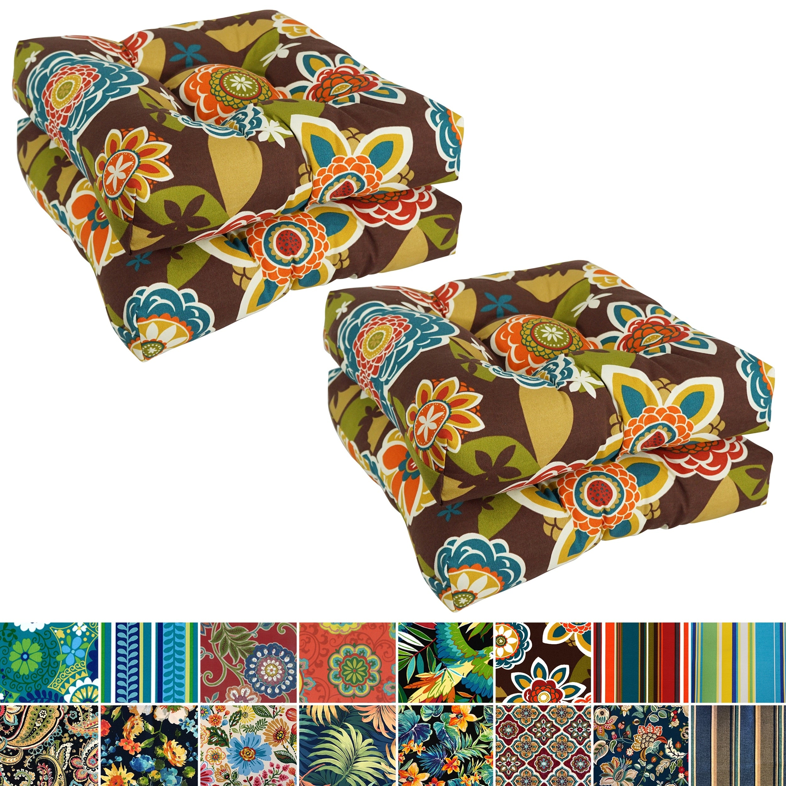 Blazing Needles 19 Inch Spun Poly Outdoor Chair Rocker Cushions Set Of 4