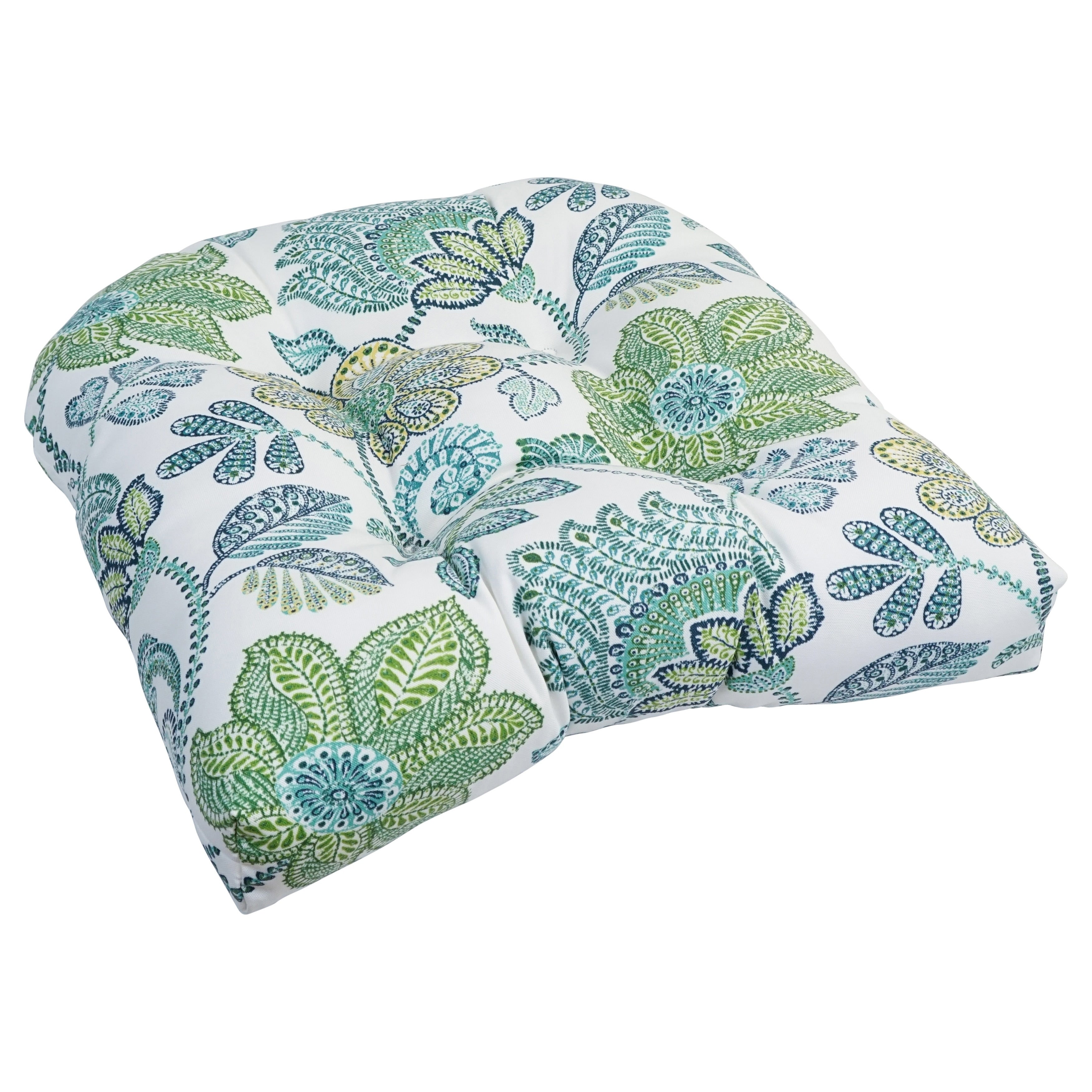 19 Inch U Shaped Spun Polyester Outdoor Tufted Dining Chair Cushion