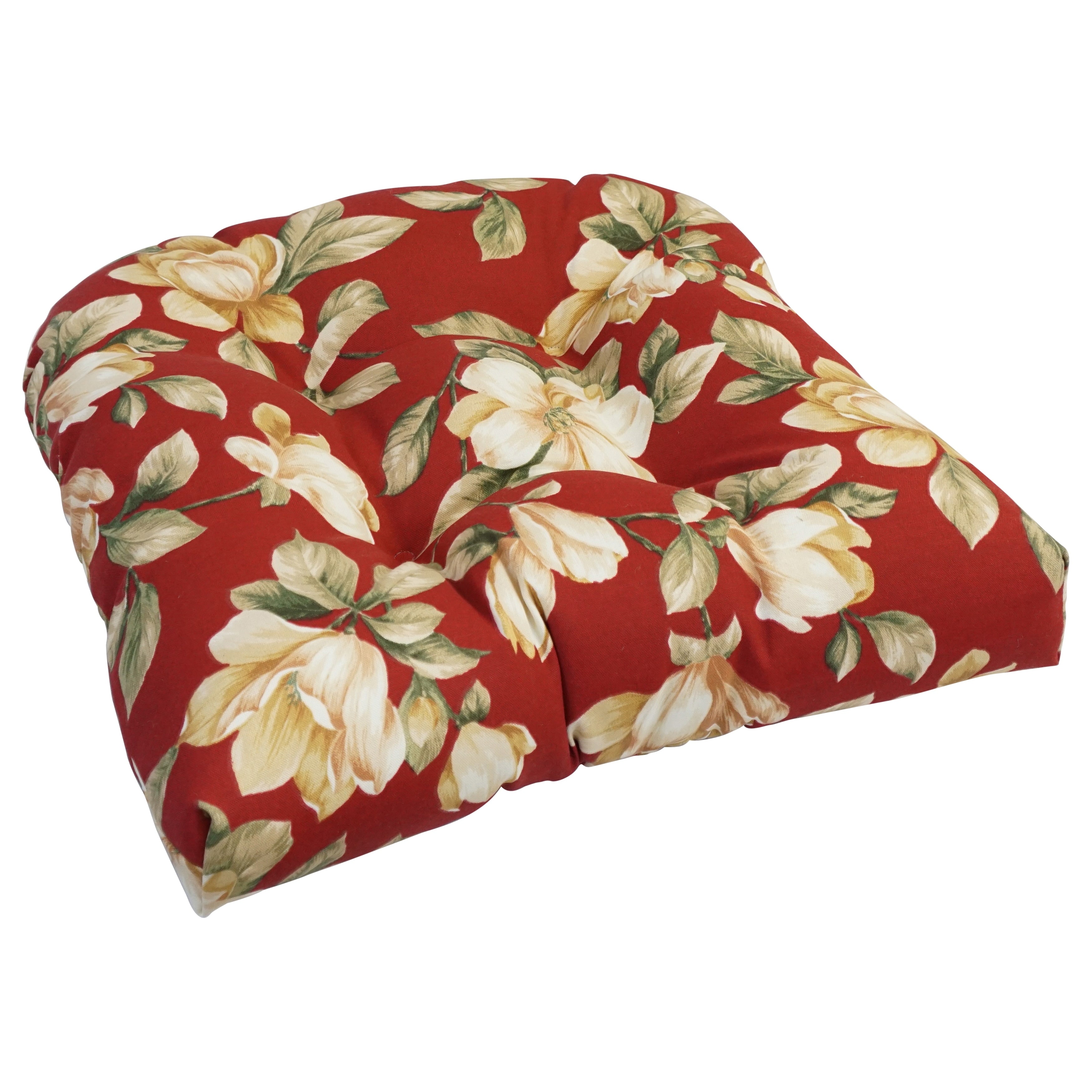 19 Inch U Shaped Spun Polyester Outdoor Tufted Dining Chair Cushion