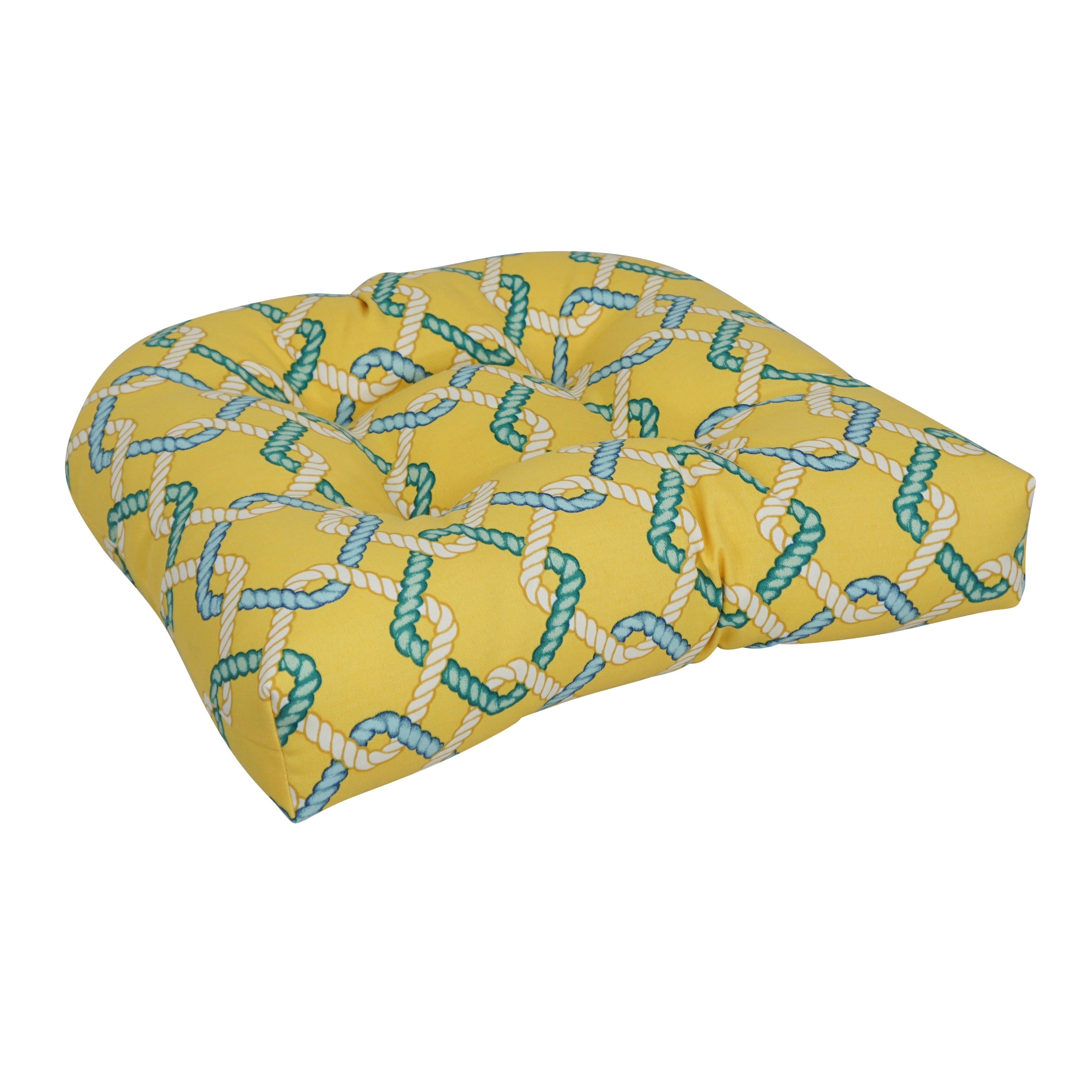 19 Inch U Shaped Spun Polyester Outdoor Tufted Dining Chair Cushion