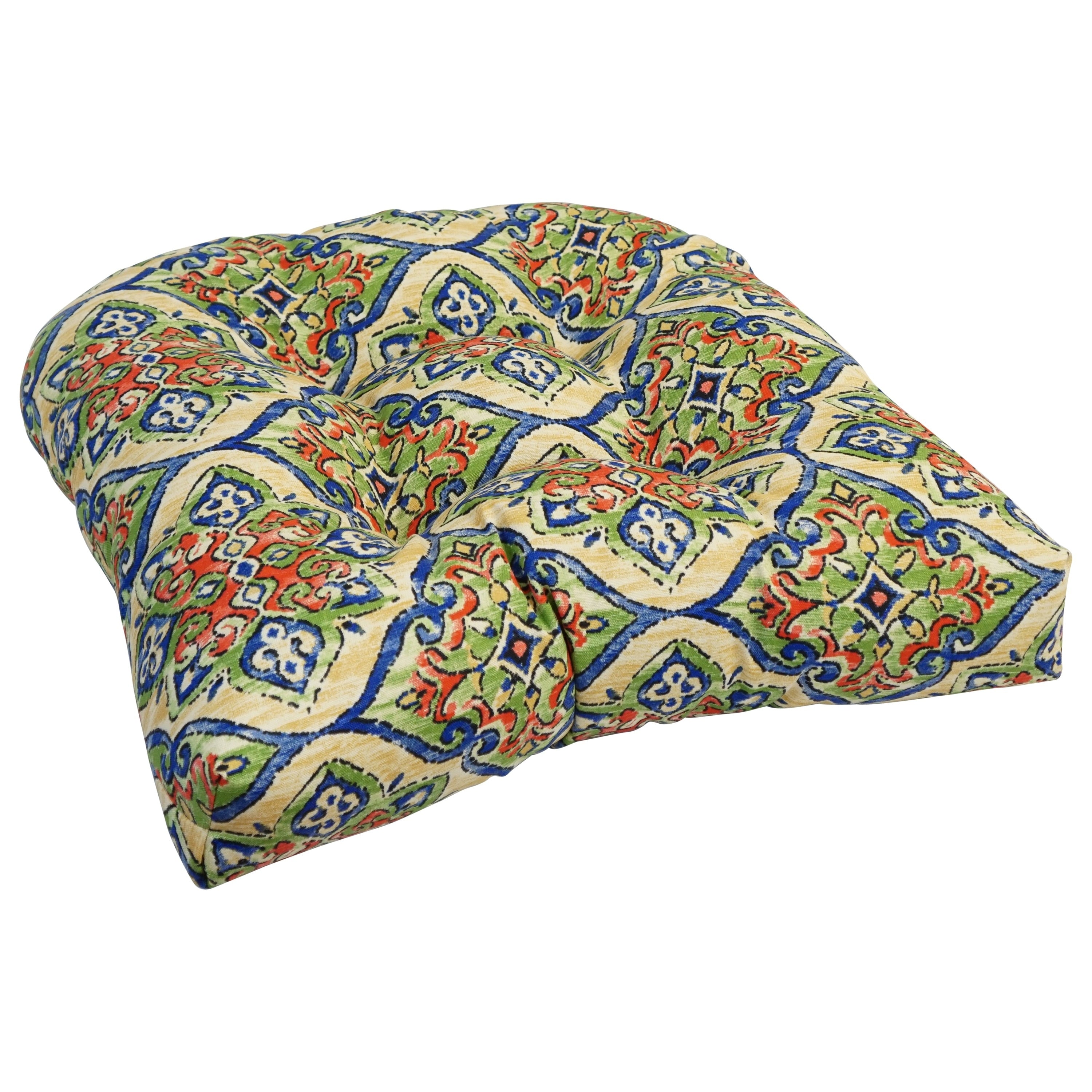 19 Inch U Shaped Spun Polyester Outdoor Tufted Dining Chair Cushion