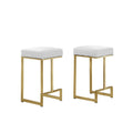 19.3 In. H White Finish Backless Metal Bar Stool With Faux Leather Square Seat Set Of 2