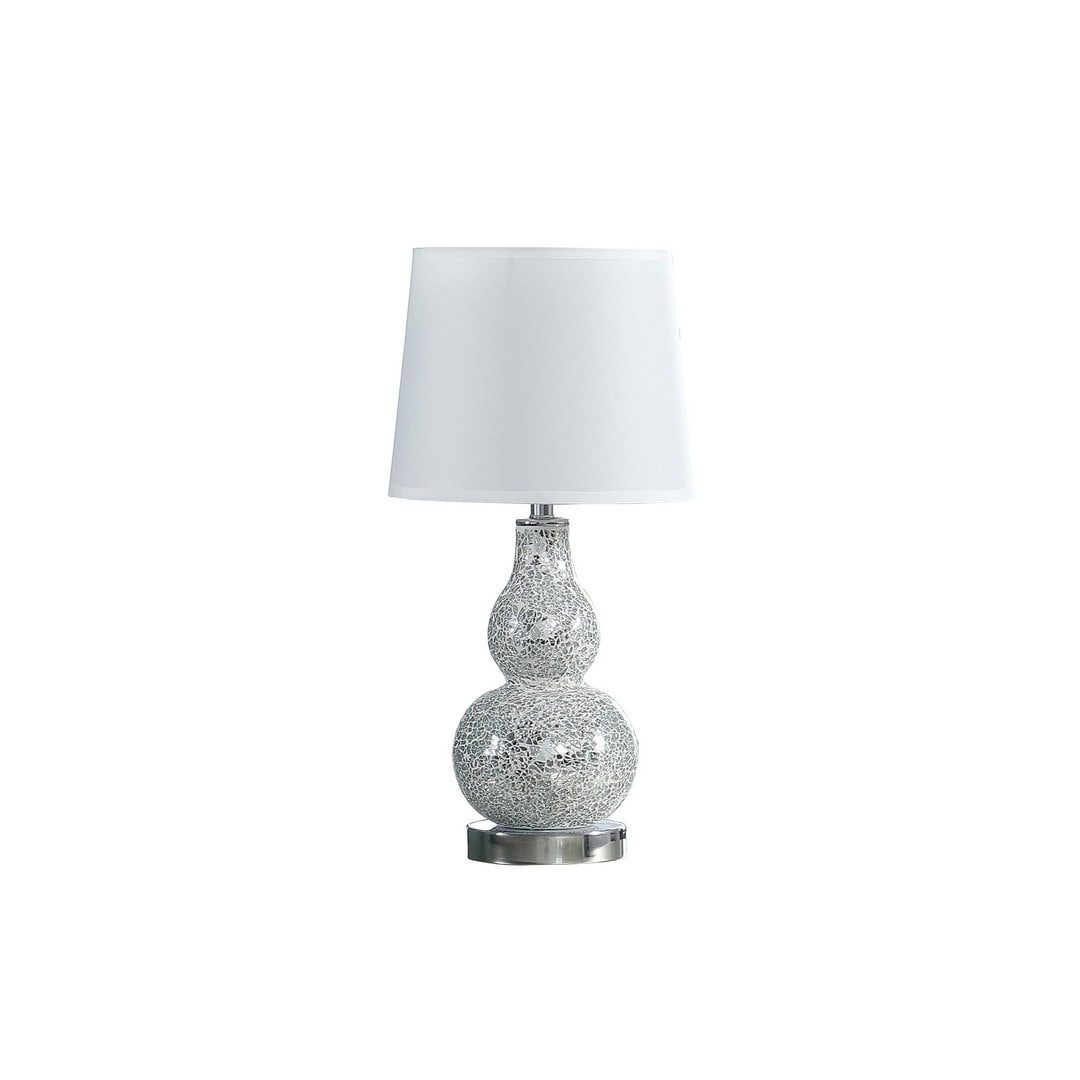 19.5 In Mirror Glass Mosaic Silver Chrome Polyresin Table Lamp