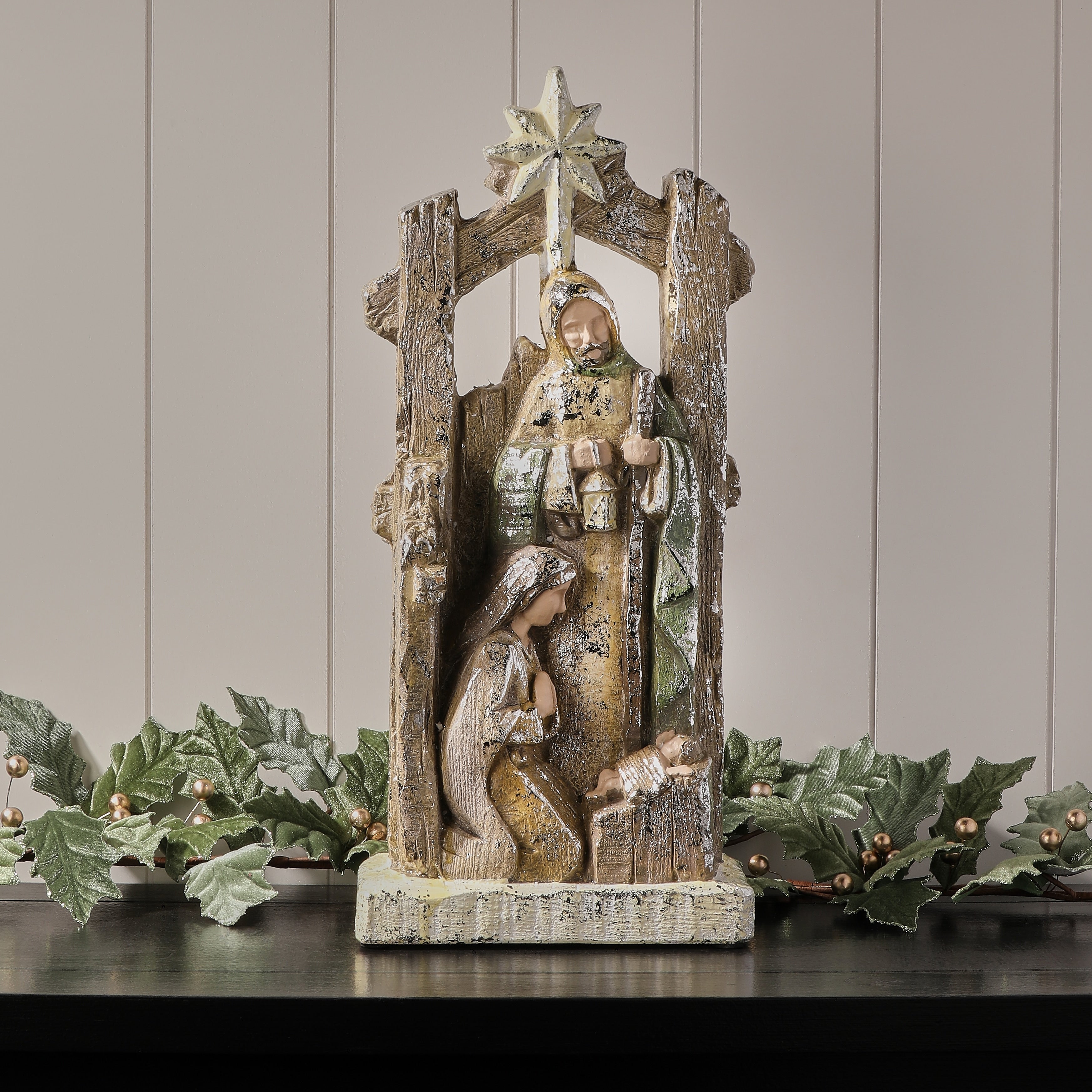 19.5 Paperstone Metallic Holy Family W Cresh