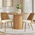 19.5 Seat Height Boucle Rattan Back Dining Chair Set Of 2