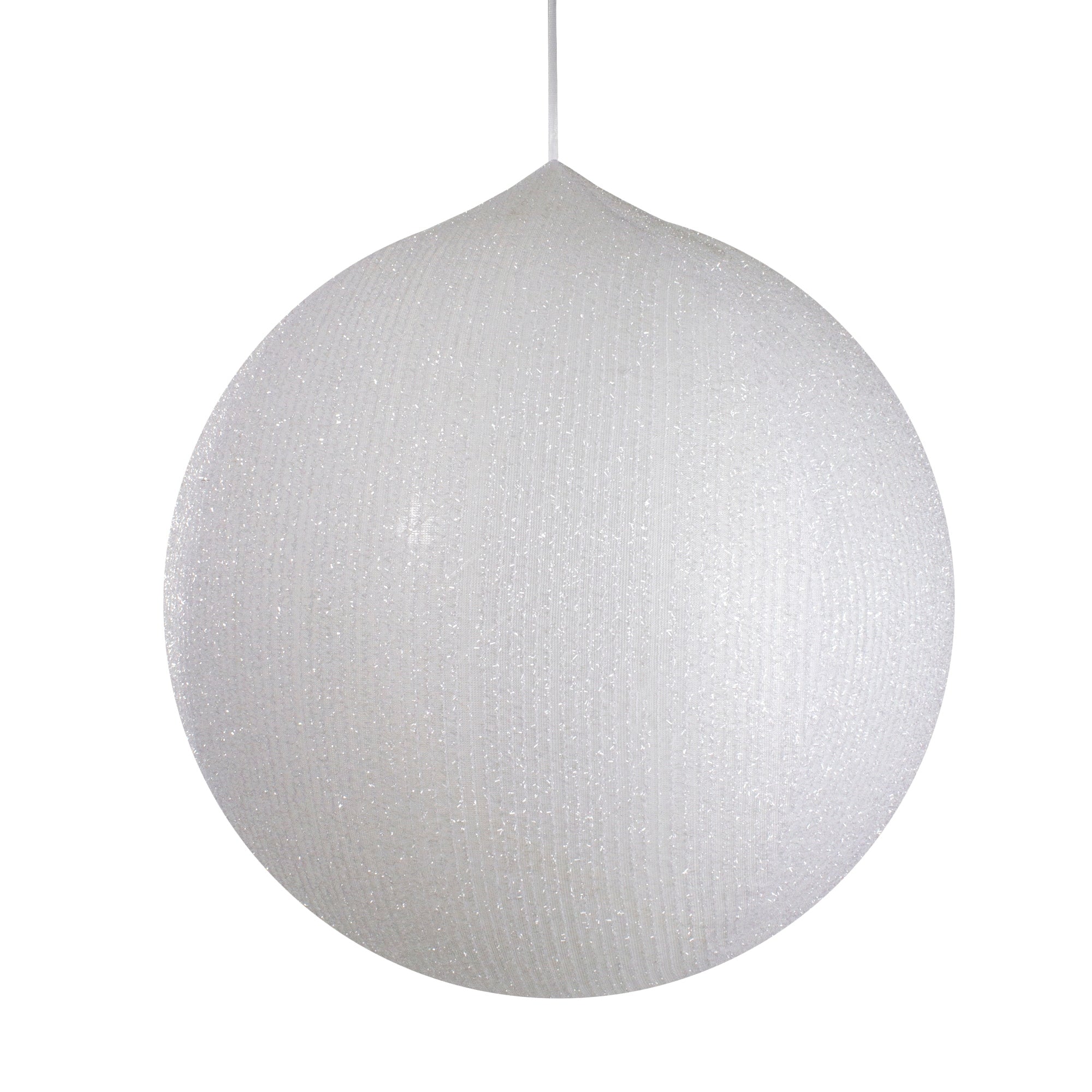 19.5 White Tinsel Inflatable Christmas Ball Ornament Outdoor Decoration