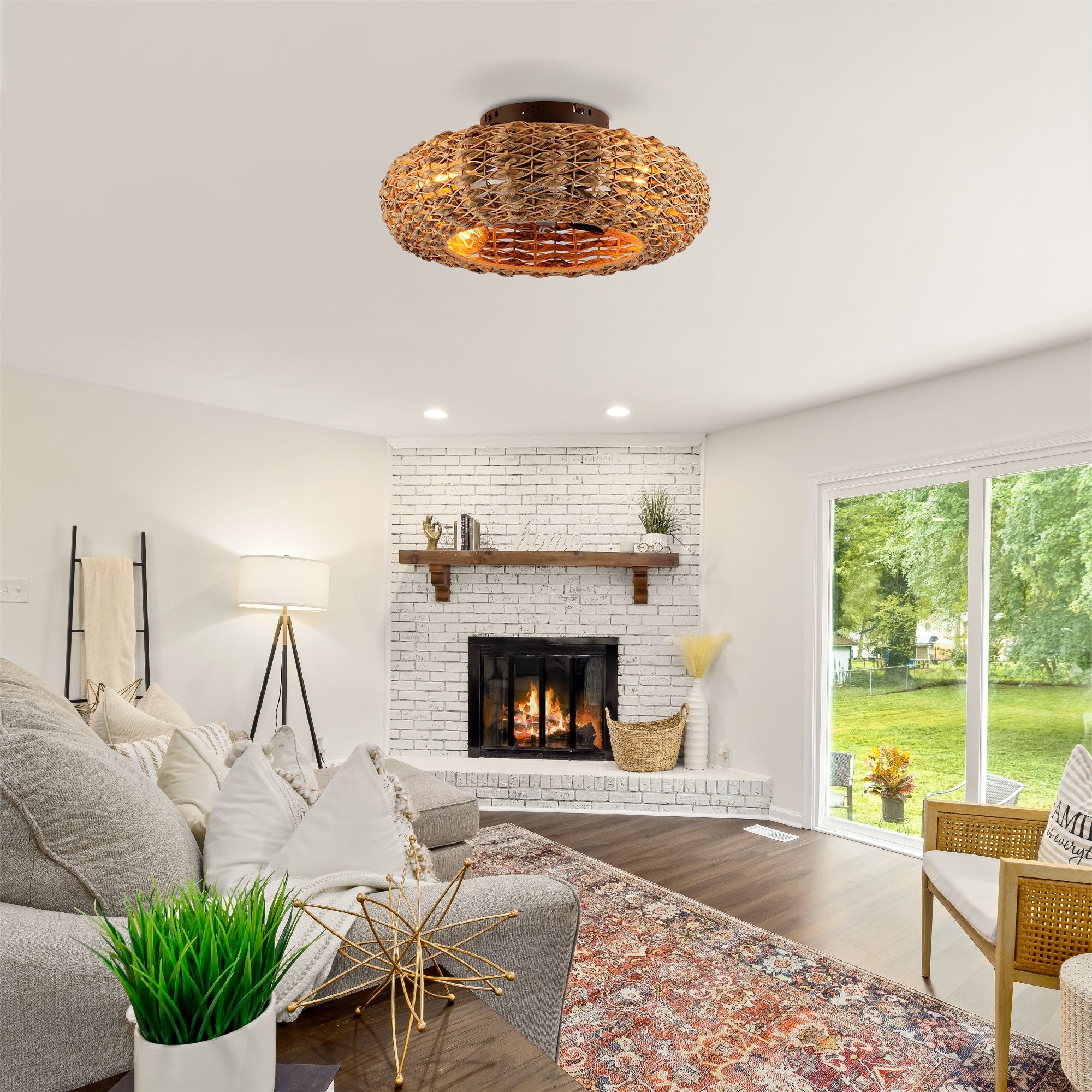 19.6 Bamboo Ceiling Fan With Remote Control Without Bulbs