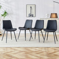 19.6 Pu Leather Dining Chair With Metal Legs Set Of 4