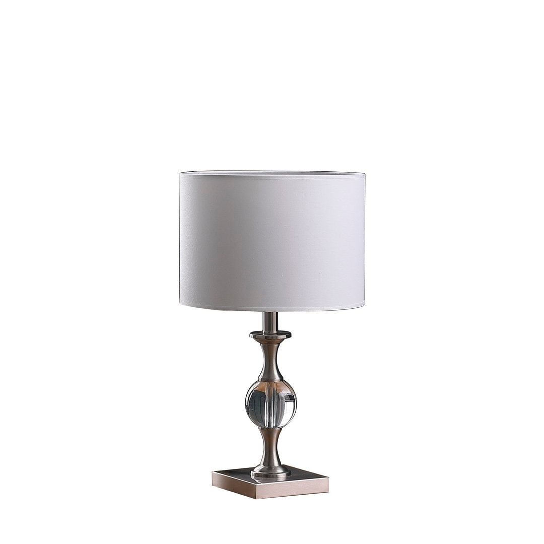 19.75 Satin Nickel Solid Crystal Orb Metal Table Lamp In Silver