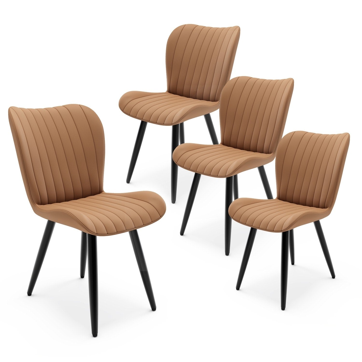 19.7 Modern Pu Leather Dining Chairs With Metal Legs Set Of 4