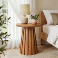 19.7 Solid Wood Round Side Table With Fluted Base