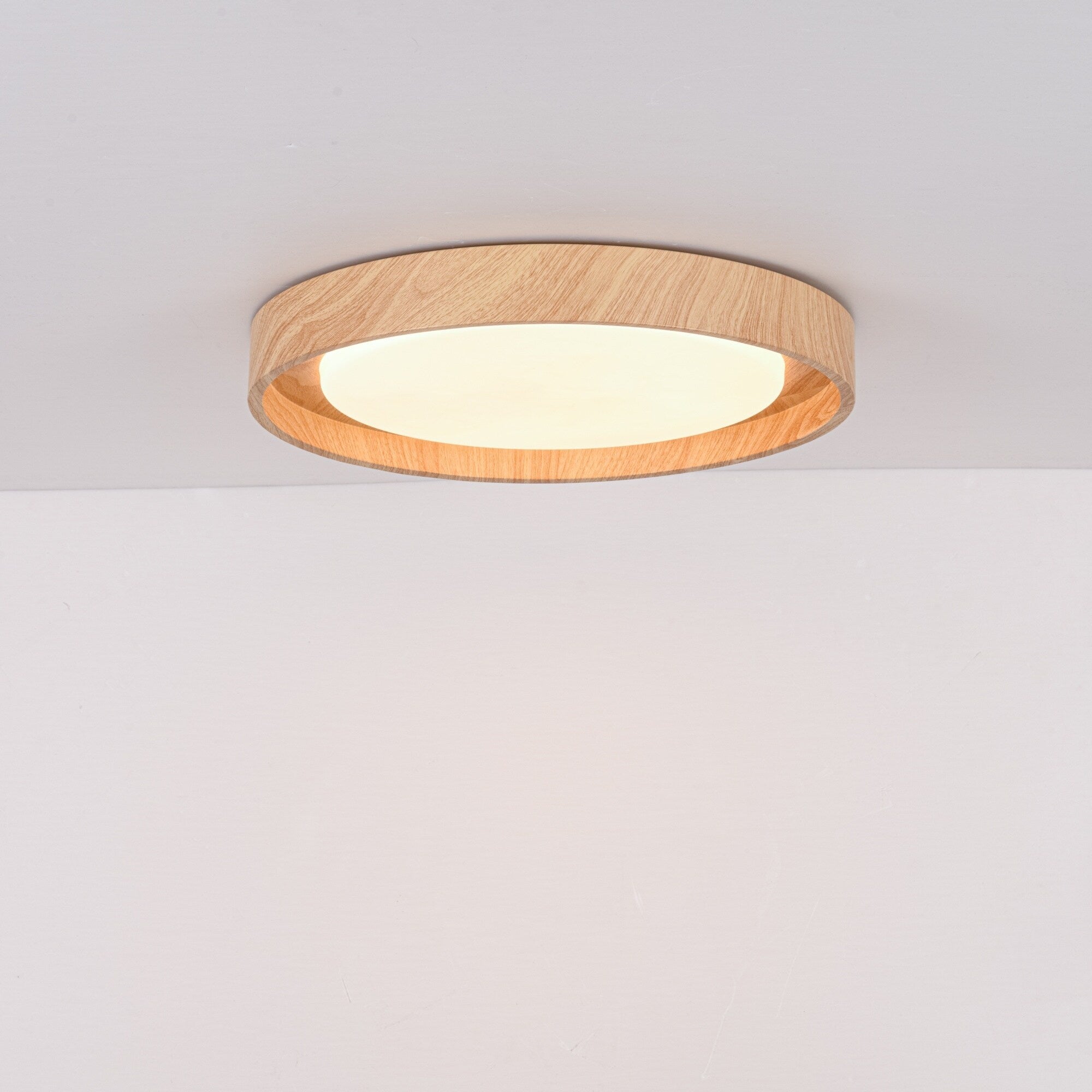19.7 W Modern Minimalist Round Circle Integrated Led Flush Mount Ceiling Light With Wood Grain Finish