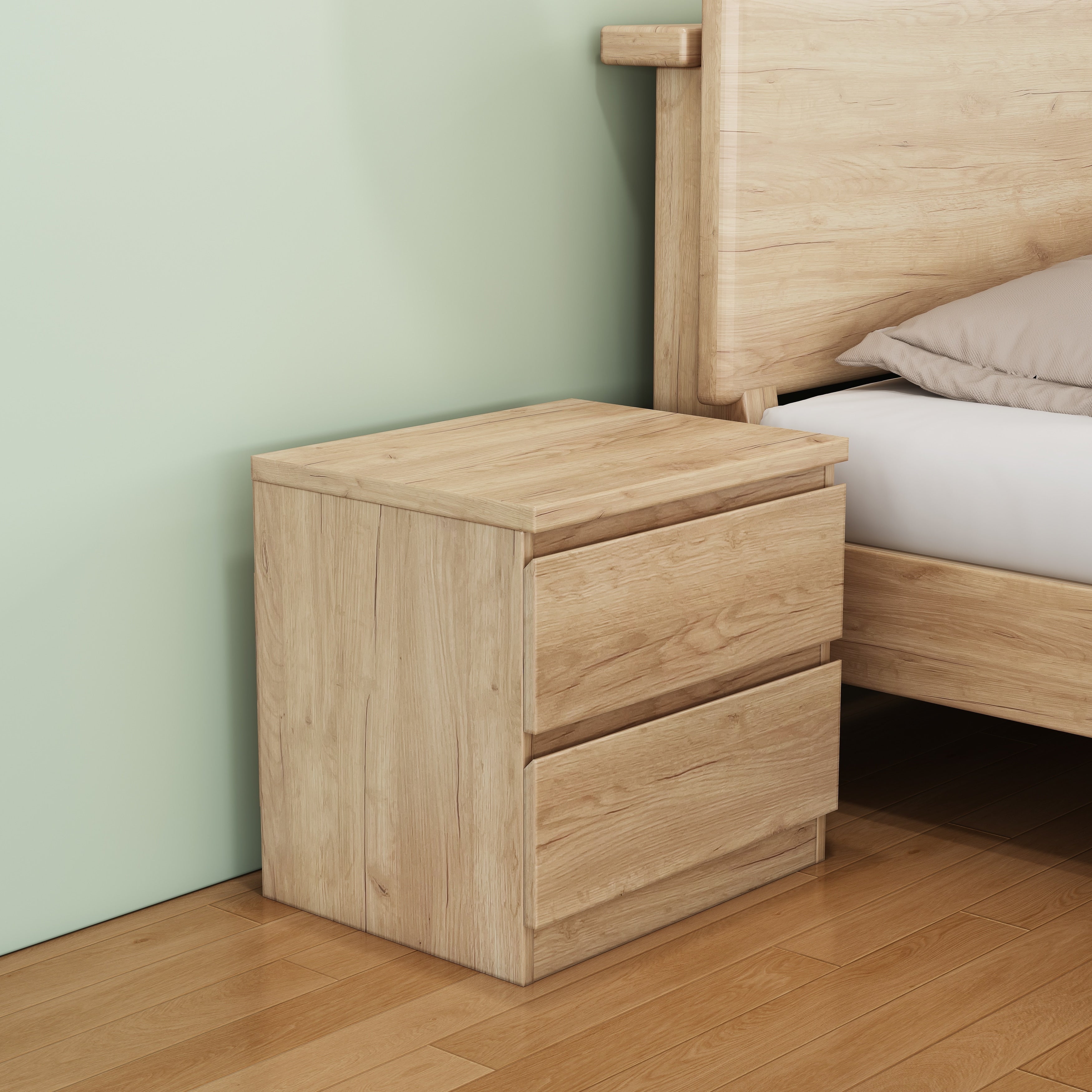 19.7 Nightstand With 2 Drawers Beside Table With Drawers Handle Free Design Thickened Top Plate For Bedroom Living Room