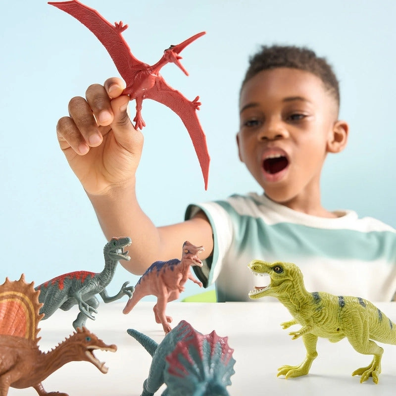 19Pcs Dinosaur Toys With Activity Play Mat Storage Cage Multicolor
