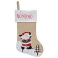 19 Beige And Red Burlap Ho Ho Ho Santa Claus Christmas Stocking