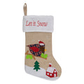 19 Beige And Red Burlap Let It Snow Bird Christmas Stocking