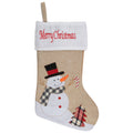 19 Beige And Red Burlap Merry Christmas Snowman Christmas Stocking