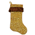 19 Gold Sequined Floral Christmas Stocking With Venetian Style Ruffle Cuff