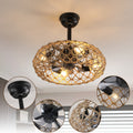 19 Hemp Rope Woven Ceiling Fan With 4 Bulbs Dimmable 7 Blades Reversible Dc Motor