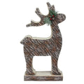 19 Lighted Faux Tree Bark Deer Christmas Figure