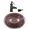 19 Oval Copper Bath Sink Barb Wire Design Faucet Kit Included 19 X 14 X 5.5