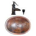 19 Oval Copper Bath Sink Dragonfly Design Facuet Kit Included 19 X 14 X 5.5