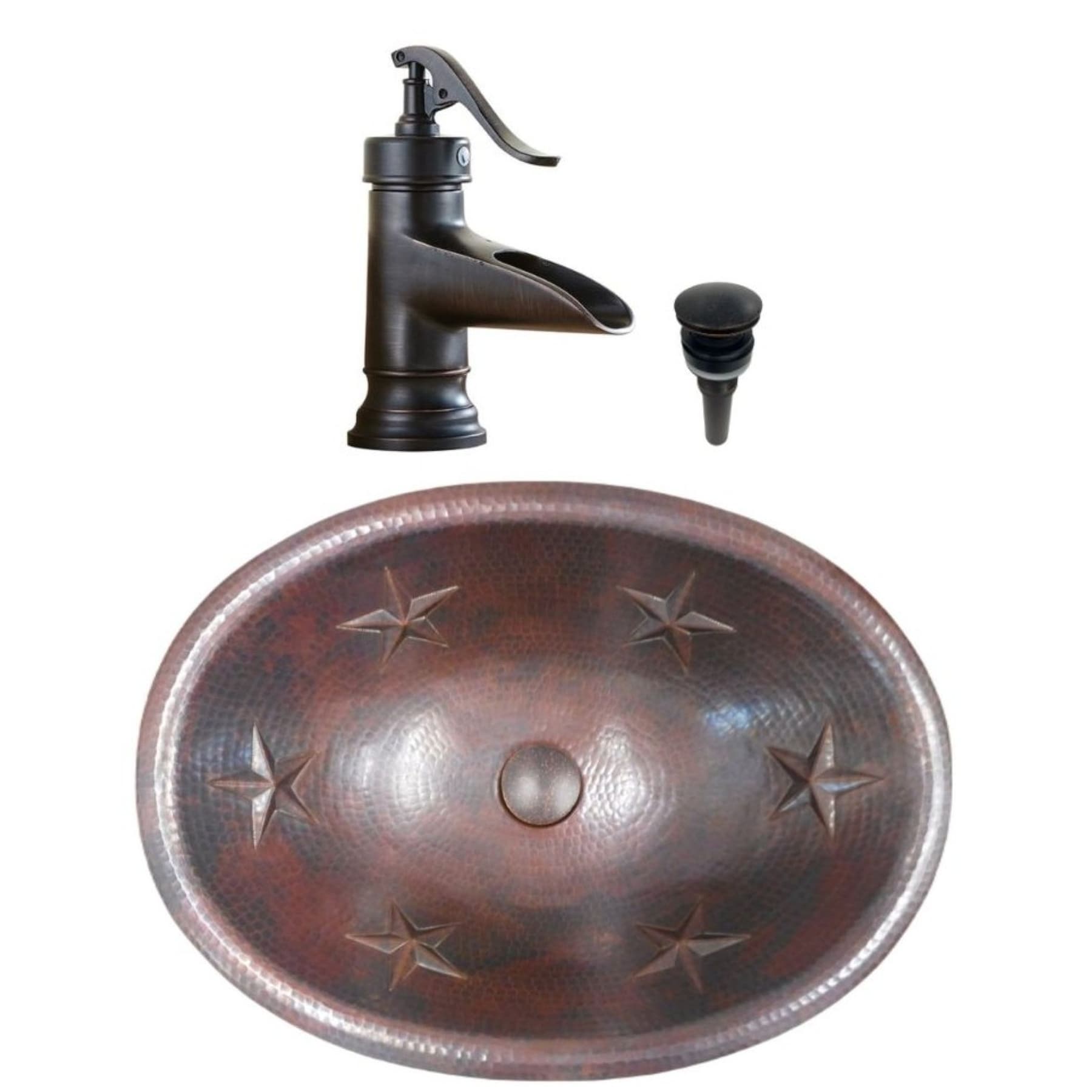 19 Oval Copper Bathroom Sink Texas Stars Design Faucet Kit Included 19 X 14 X 5.5