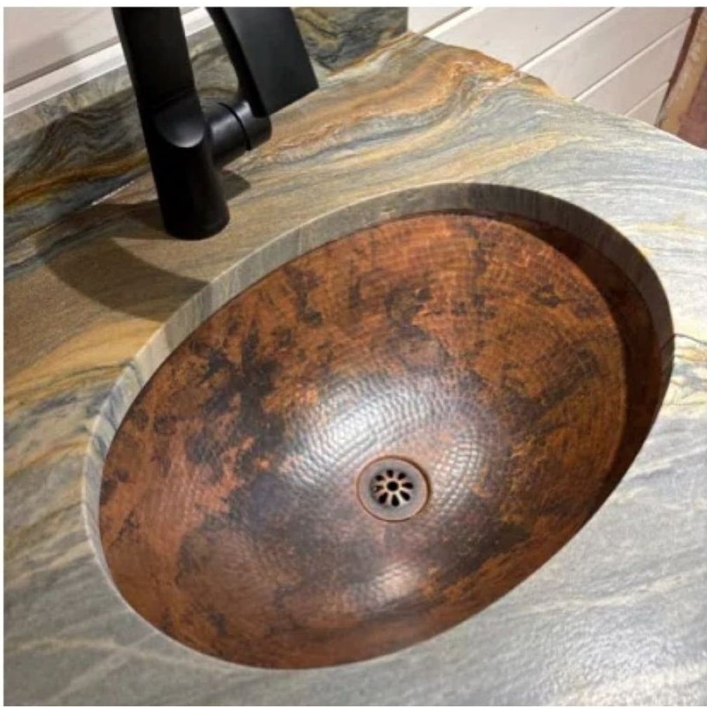 19 Oval Natural Copper Bathroom Sink Daisy Drain Included 19 X 14 X 5