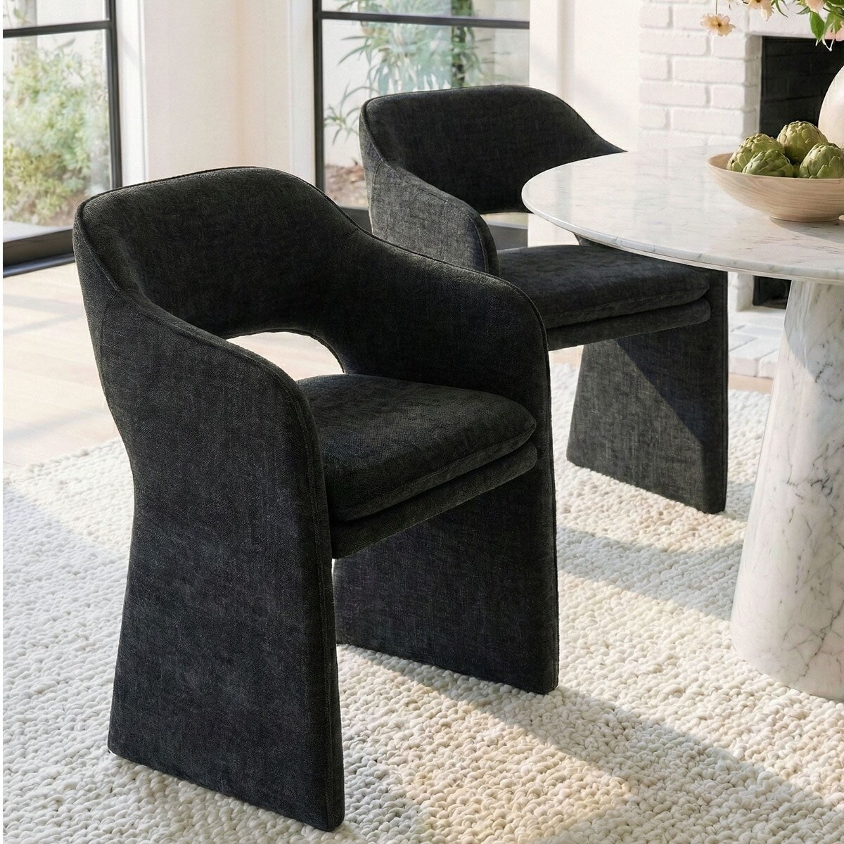 Upholstered Fabric Dining Armchair Set Of 2