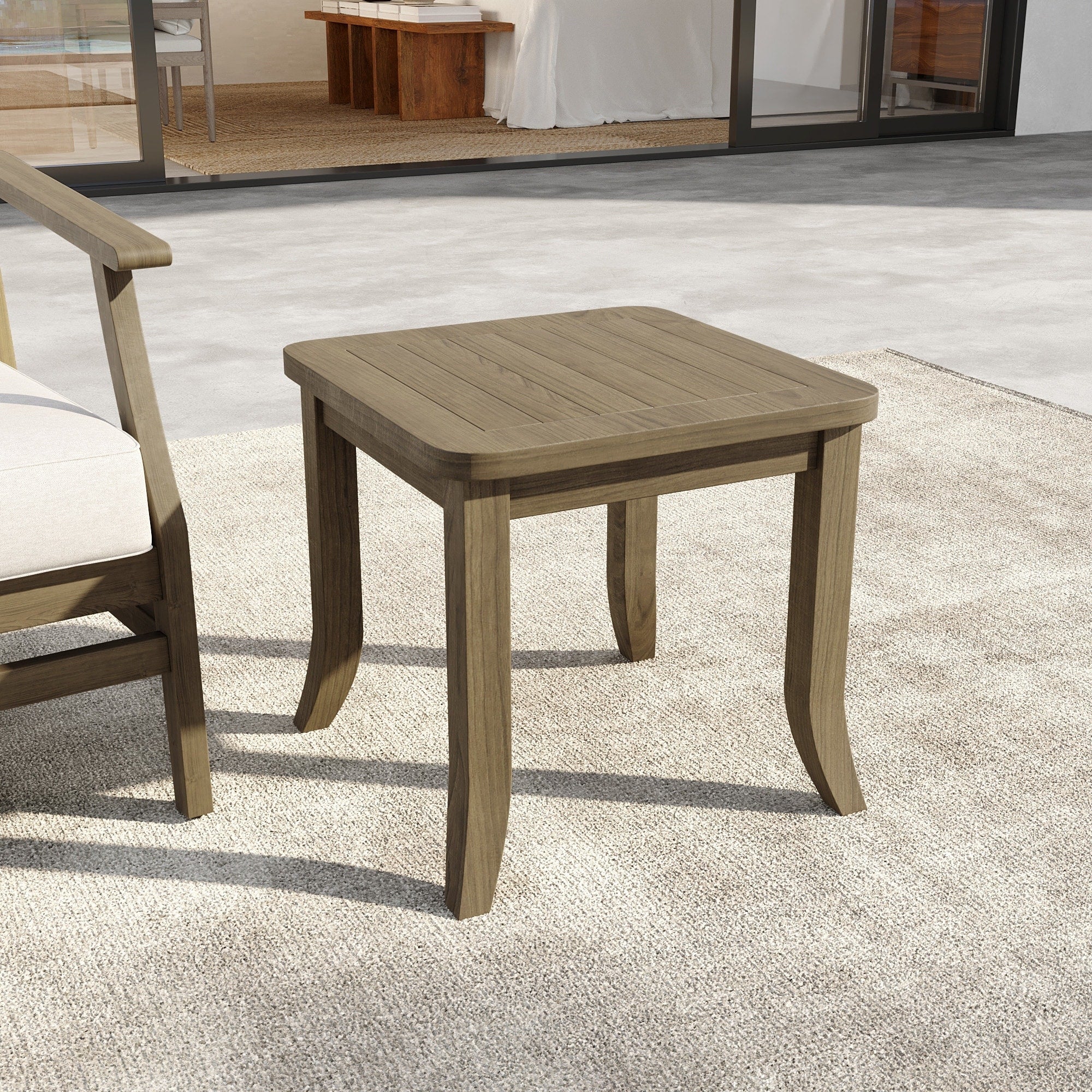 19 W Square Solid Teak Outdoor Side Table