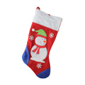 19 Red And Blue Fleece Snowman Christmas Stocking With White Cuff