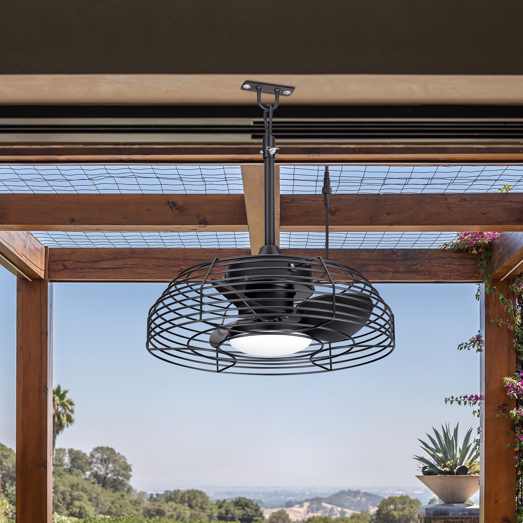 19In Outdoor Ceiling Fan With Light Remote Control Quiet Reversible Dc Motor Waterproof Fan For Patio Porch 19 Inch