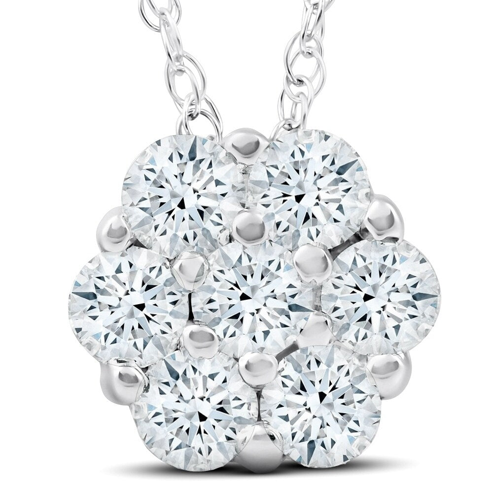 1Ct Diamond Pendant 14K White Gold
