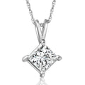 Bliss 14K White Gold 1 Ct Tdw Princess Cut Diamond Solitaire Pendant 18 Chain Clarity Enhanced