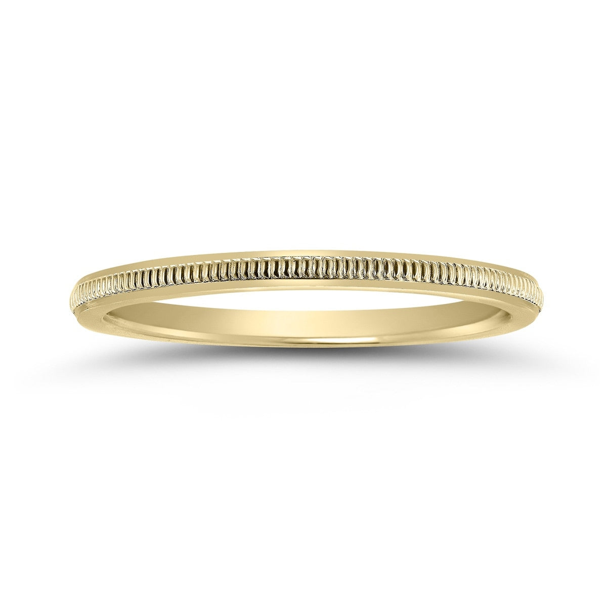 1Mm Thin Hand Squeezed Milgrain Band In 14K White Gold