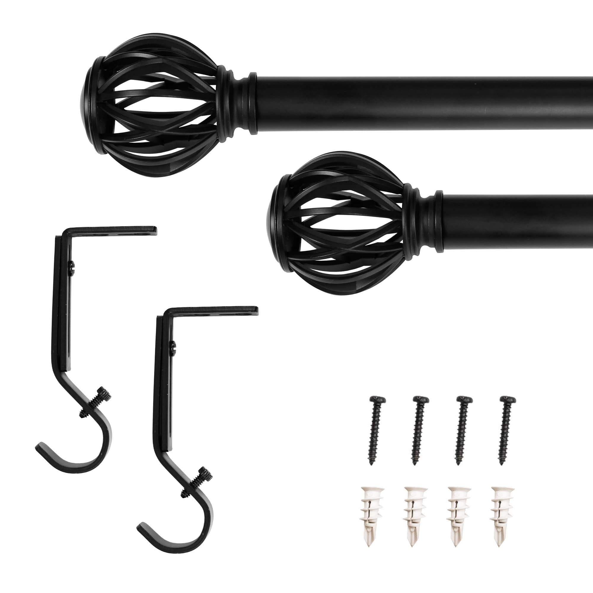 1 Single Curtain Rod Set With Decorative Cage Finials
