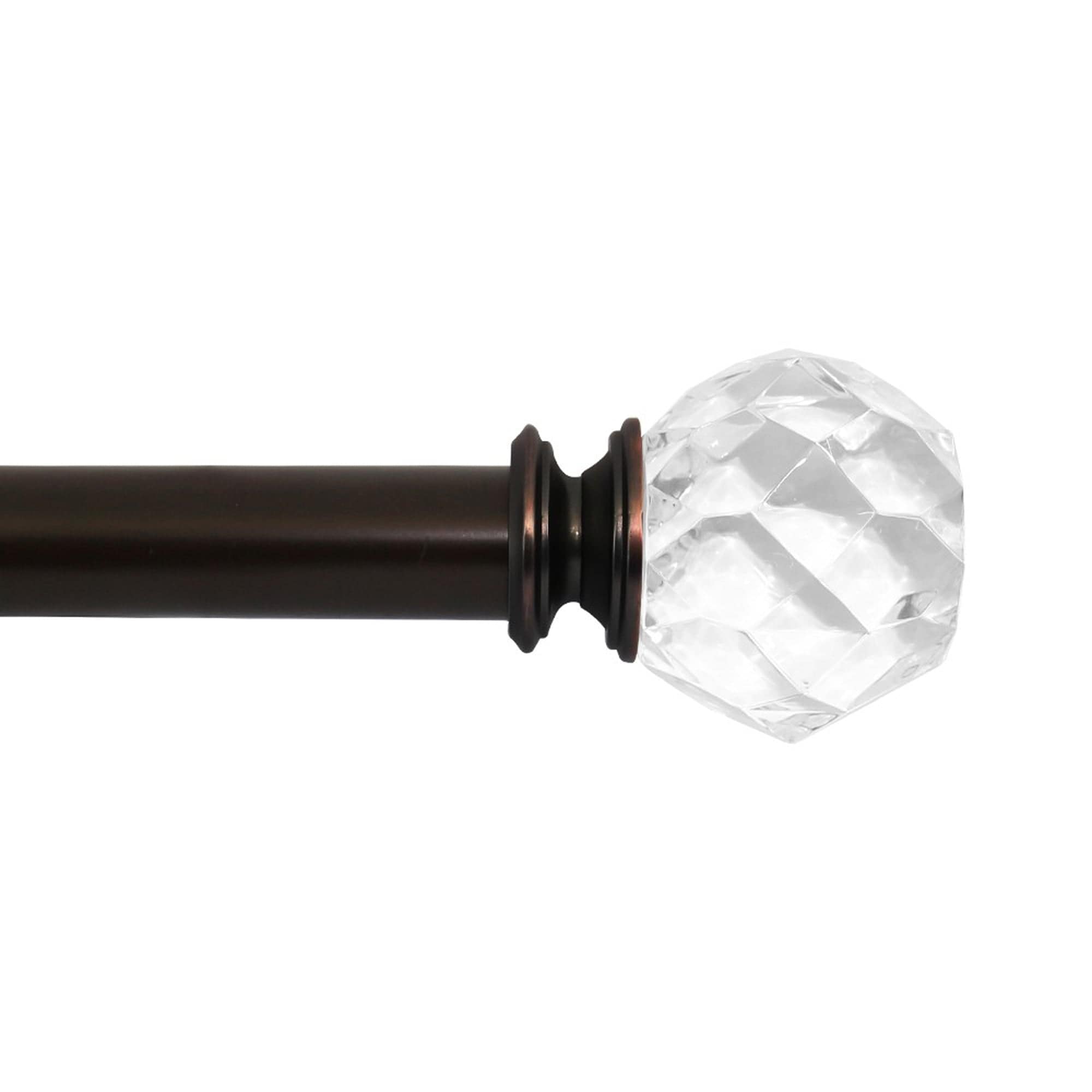 1 Single Curtain Rod Set With Faceted Crystal Sphere Finial 50 144