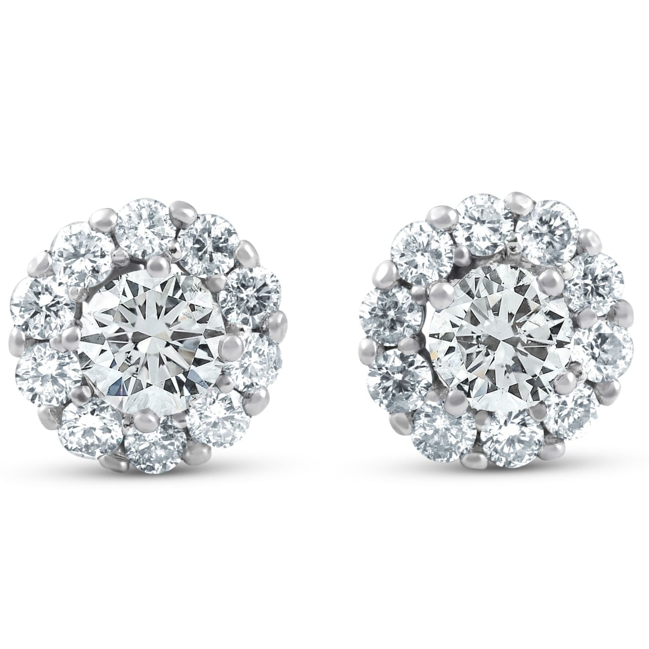Bliss 14K White Gold 1 Ct Tdw Diamond Halo Studs Womens Earrings