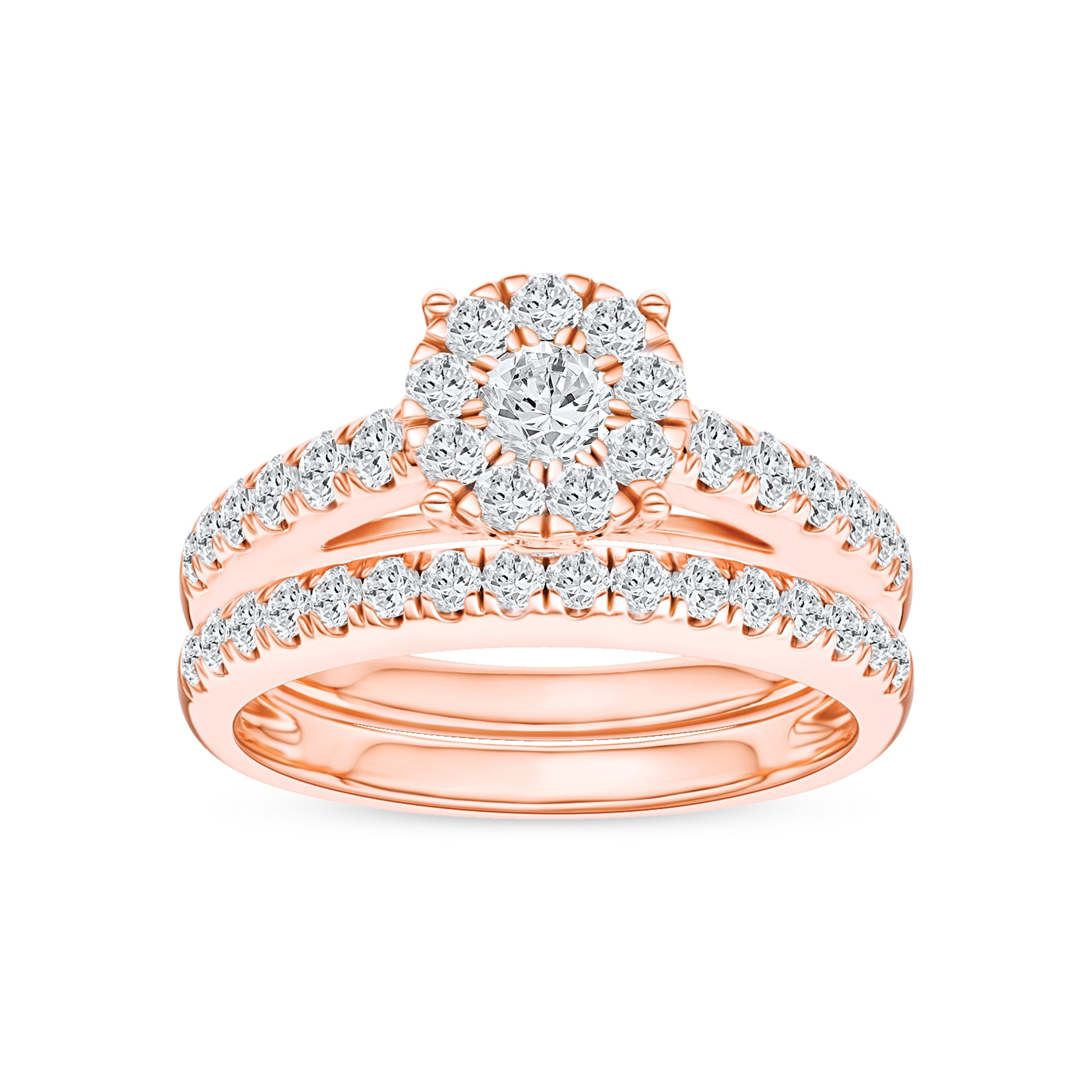 De Couer 10K Gold 1Ct Tdw Diamond Cluster Engagement Ring