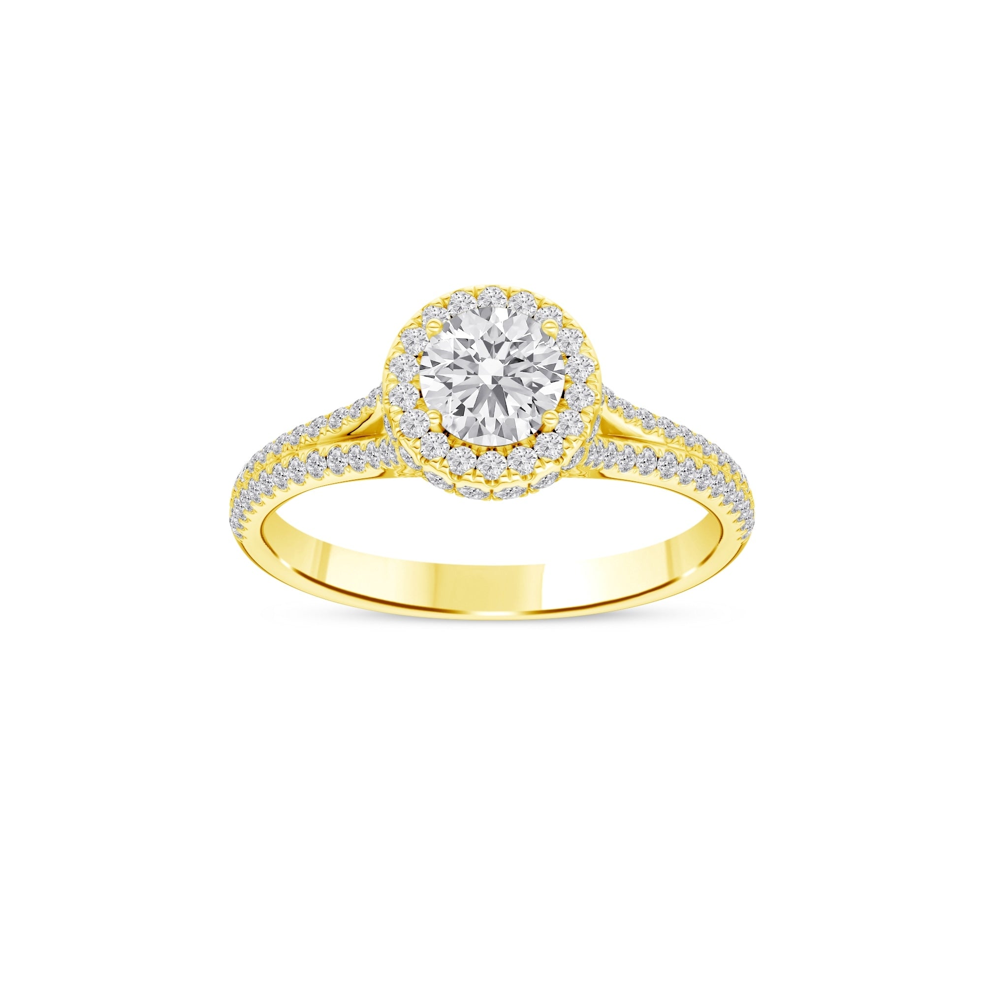 De Couer 14K Yellow Gold 1Ct Tdw Diamond Halo Engagement Ring