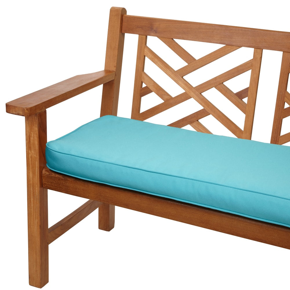 Aruba Blue Corded Indoor Outdoor Bench Cushion With Sunbrella Fabric
