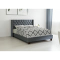 1Pc Bed Set Button Tufted Nailhead Trim Blue Gray Bedroom Furniture