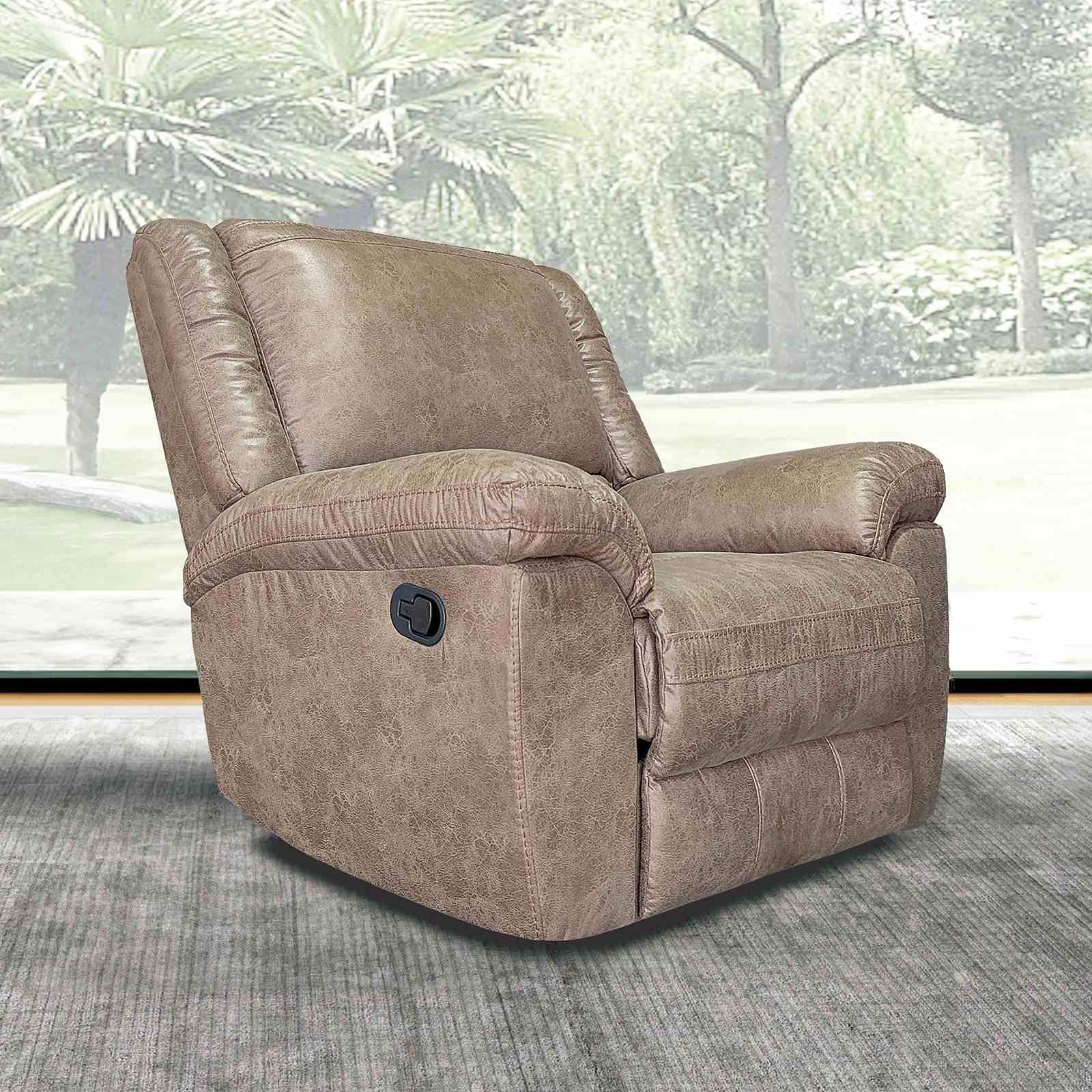 1Pc Brown Comfortable Rocker Recliner Chair Pillow Top Arms