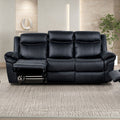 1Pc Manual Recliner Sofa Faux Leather Solid Wood